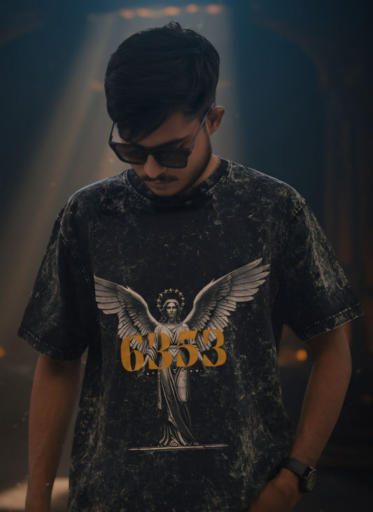 Angel 6353 Graphic Acid-Wash Oversized Tee For Men & Women