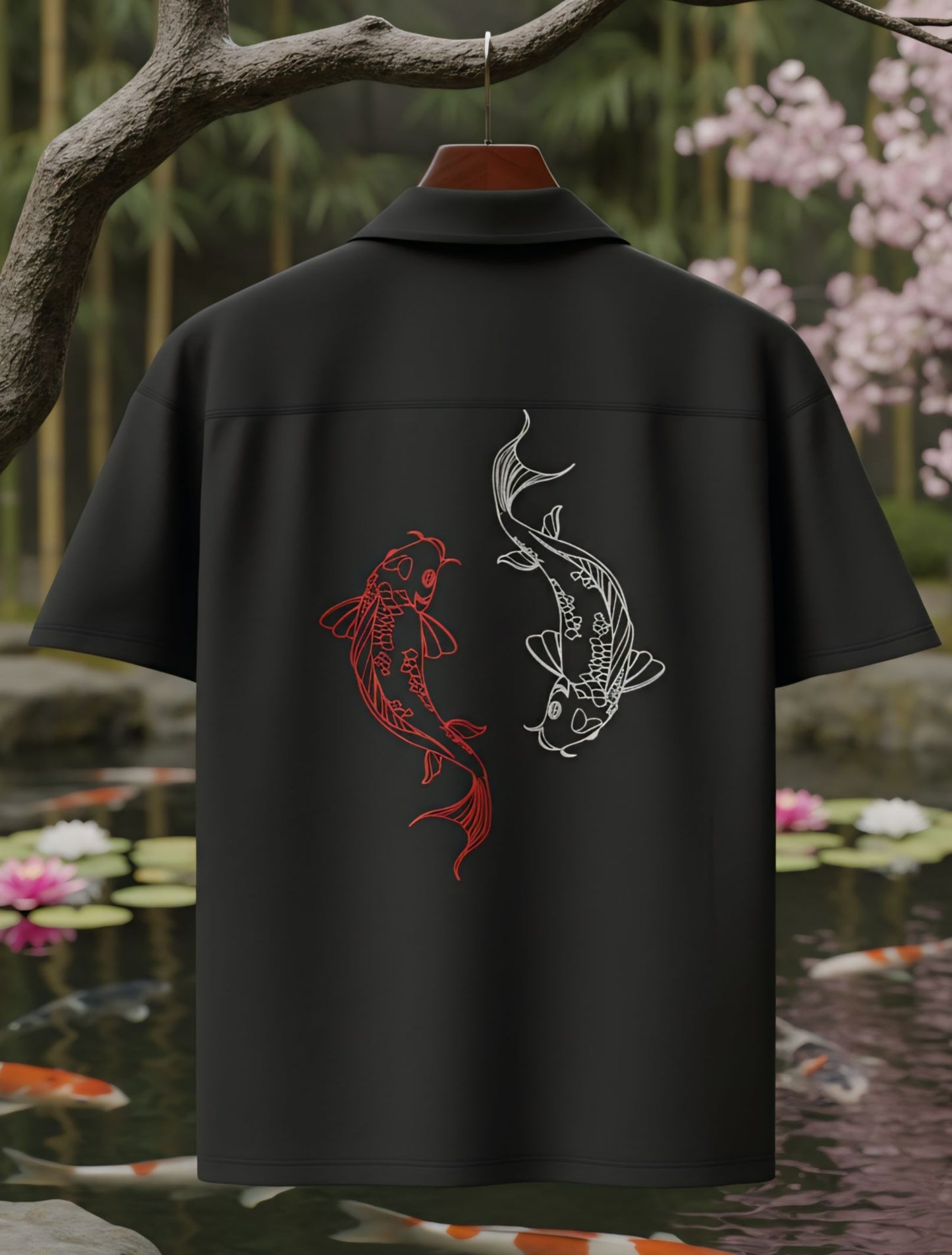 Koi Fish Printed Oversized Shirt For Men