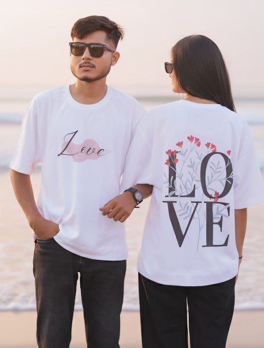 'Love' Graphic White Oversized T-shirt For Men & Women
