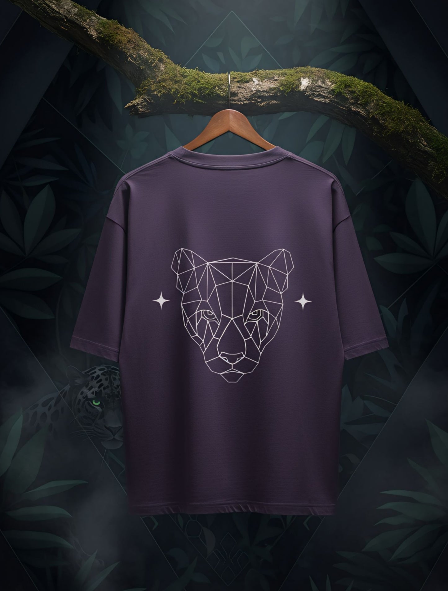 6353 Geometric Lepord Style Oversized Tee For Men & Women