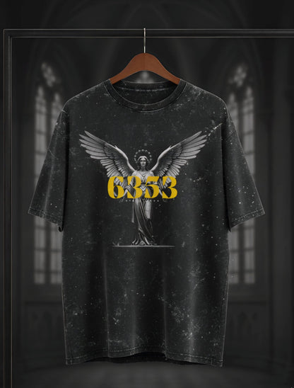 Angel 6353 Graphic Acid-Wash Oversized Tee For Men & Women