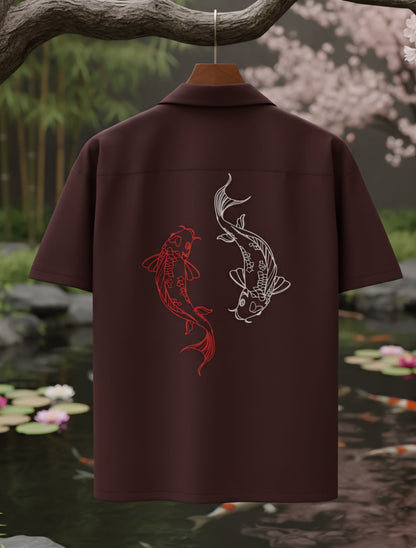 Koi Fish Printed Oversized Shirt For Men