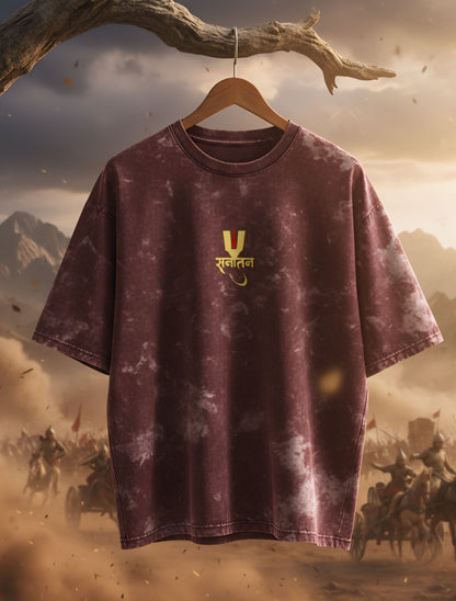 Sanatan Vibe Acid-Washed Oversized Tee For Men