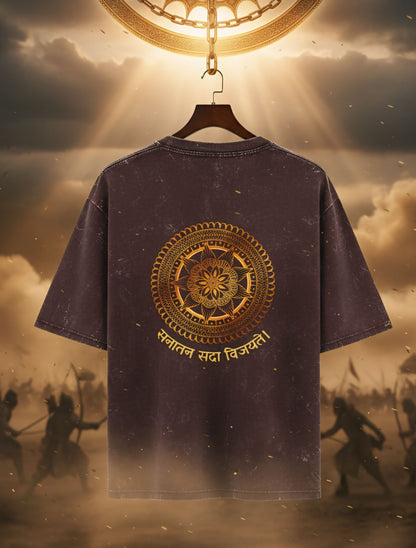 Sanatan Vibe Acid-Washed Oversized Tee For Men