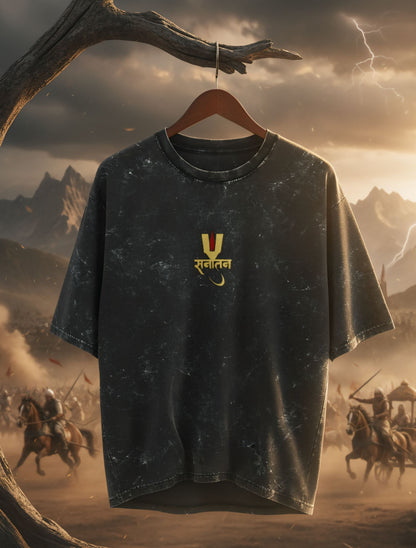 Sanatan Vibe Acid-Washed Oversized Tee For Men
