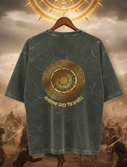 Sanatan Vibe Acid-Washed Oversized Tee For Men