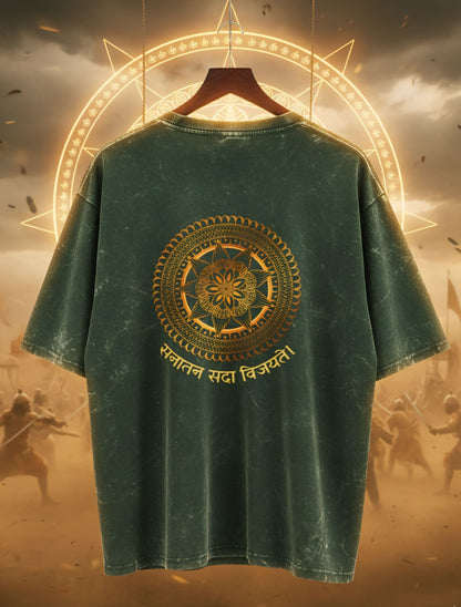 Sanatan Vibe Acid-Washed Oversized Tee For Men