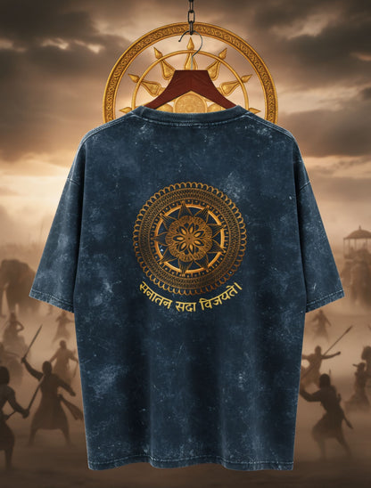 Sanatan Vibe Acid-Washed Oversized Tee For Men