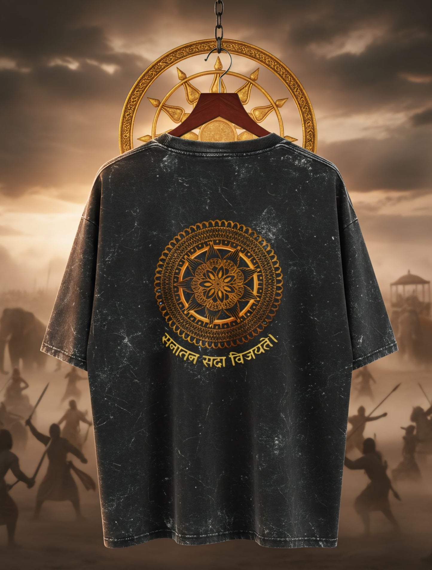 Sanatan Vibe Acid-Washed Oversized Tee For Men