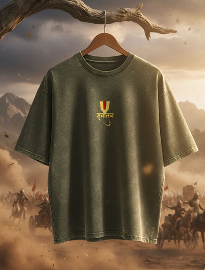 Sanatan Vibe Acid-Washed Oversized Tee For Men