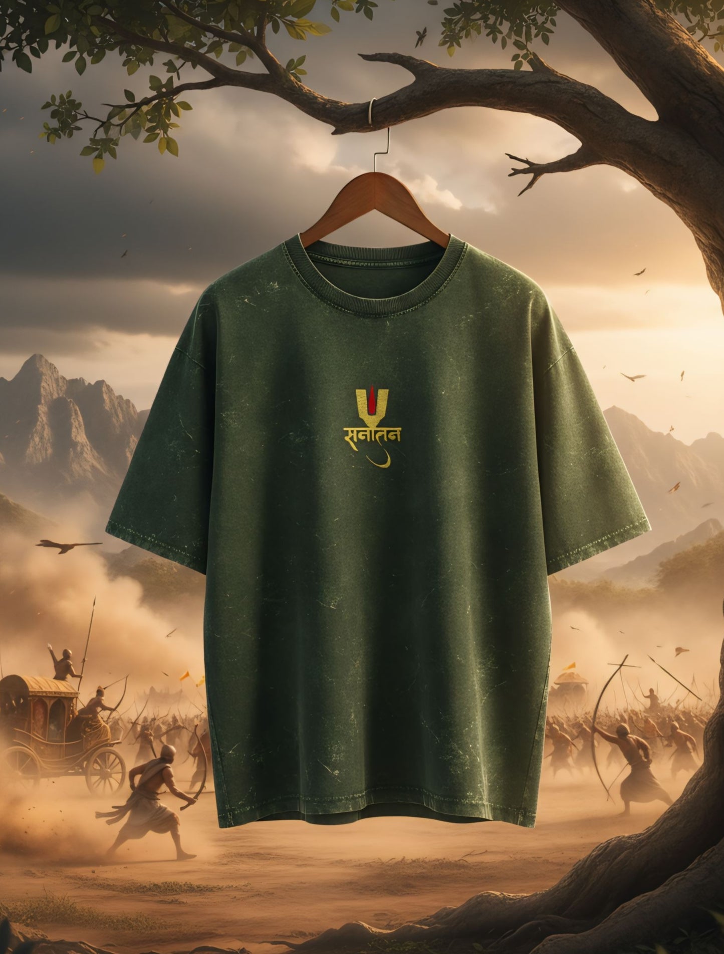 Sanatan Vibe Acid-Washed Oversized Tee For Men