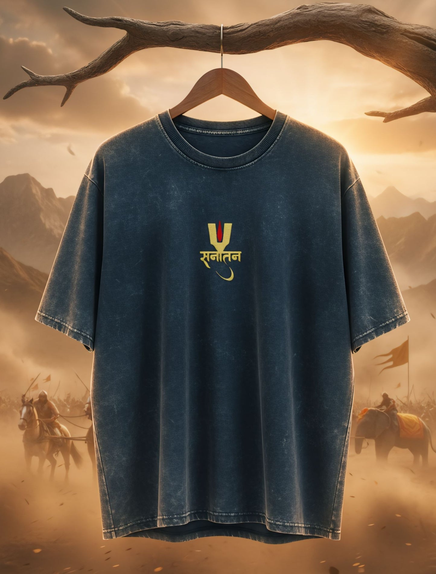 Sanatan Vibe Acid-Washed Oversized Tee For Men