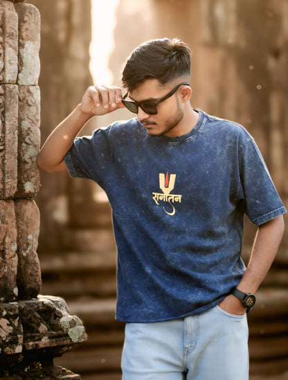 Sanatan Vibe Acid-Washed Oversized Tee For Men