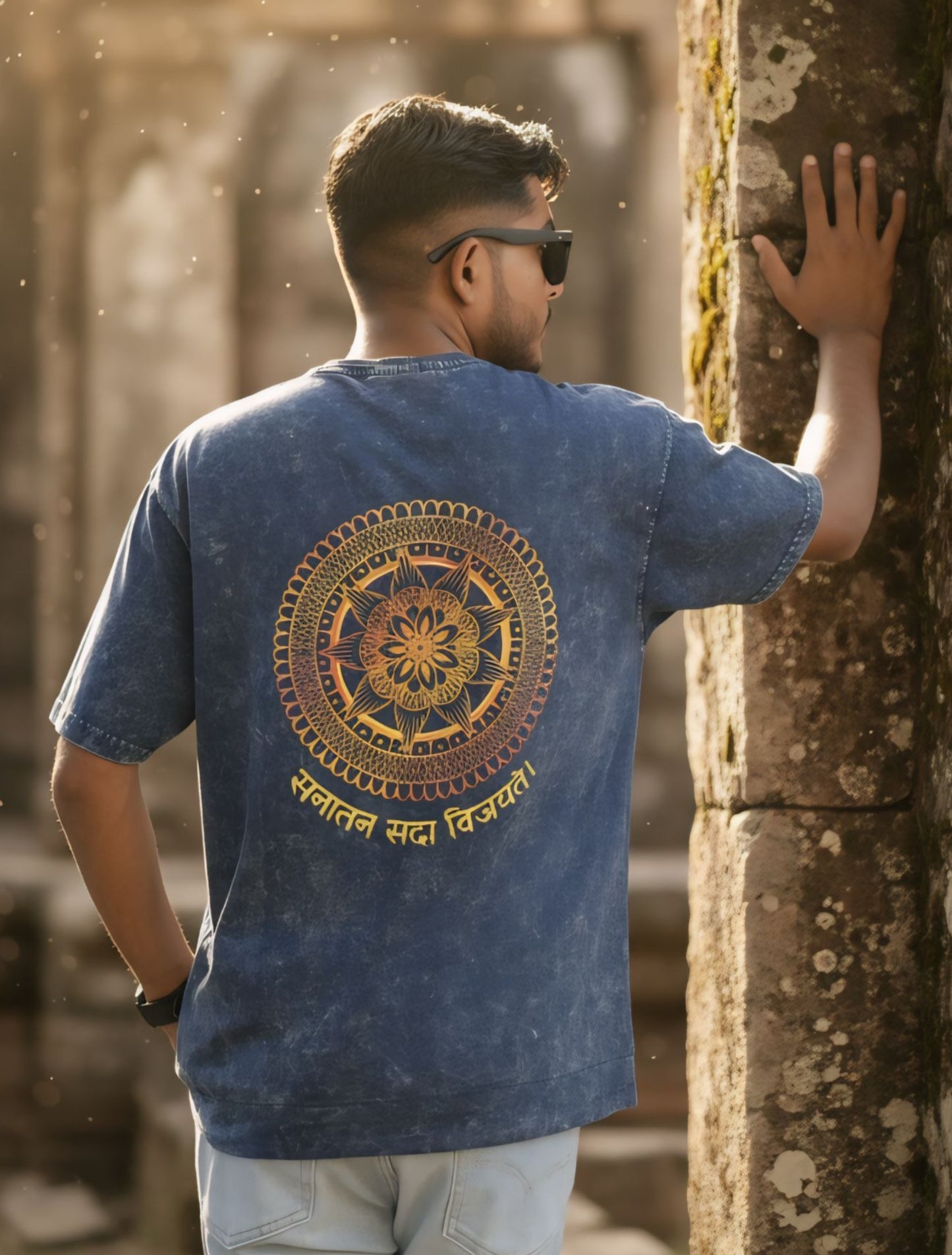 Sanatan Vibe Acid-Washed Oversized Tee For Men