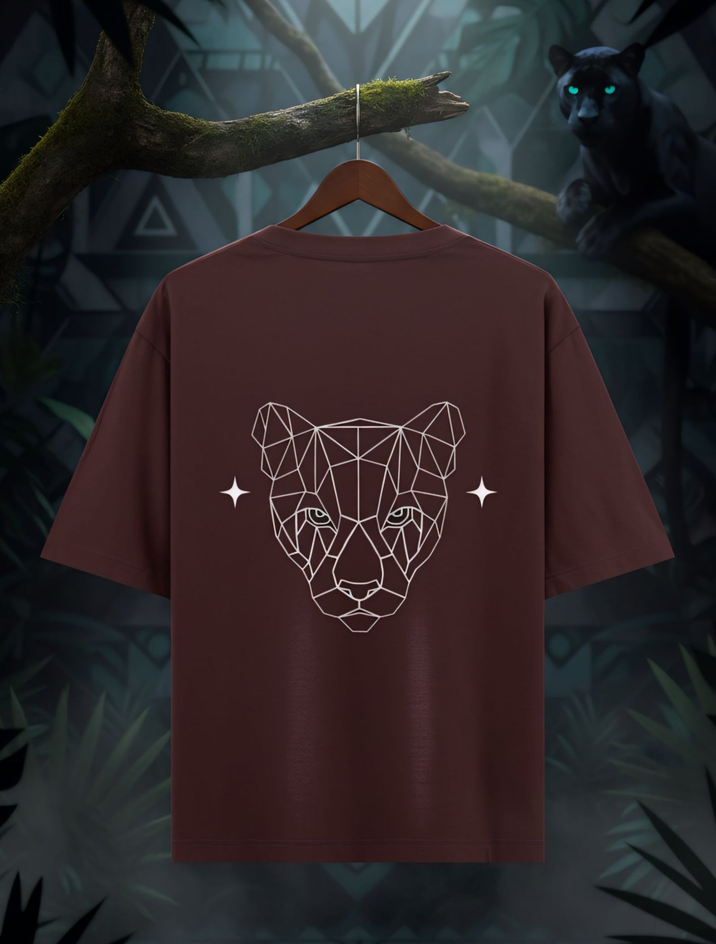 6353 Geometric Lepord Style Oversized Tee For Men & Women