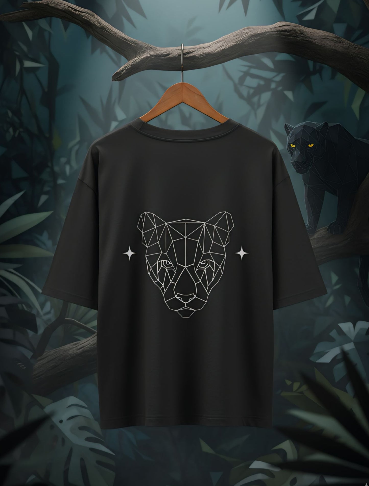 6353 Geometric Lepord Style Oversized Tee For Men & Women