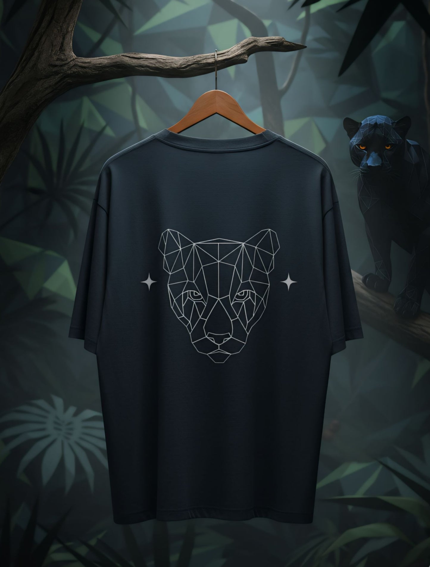 6353 Geometric Lepord Style Oversized Tee For Men & Women