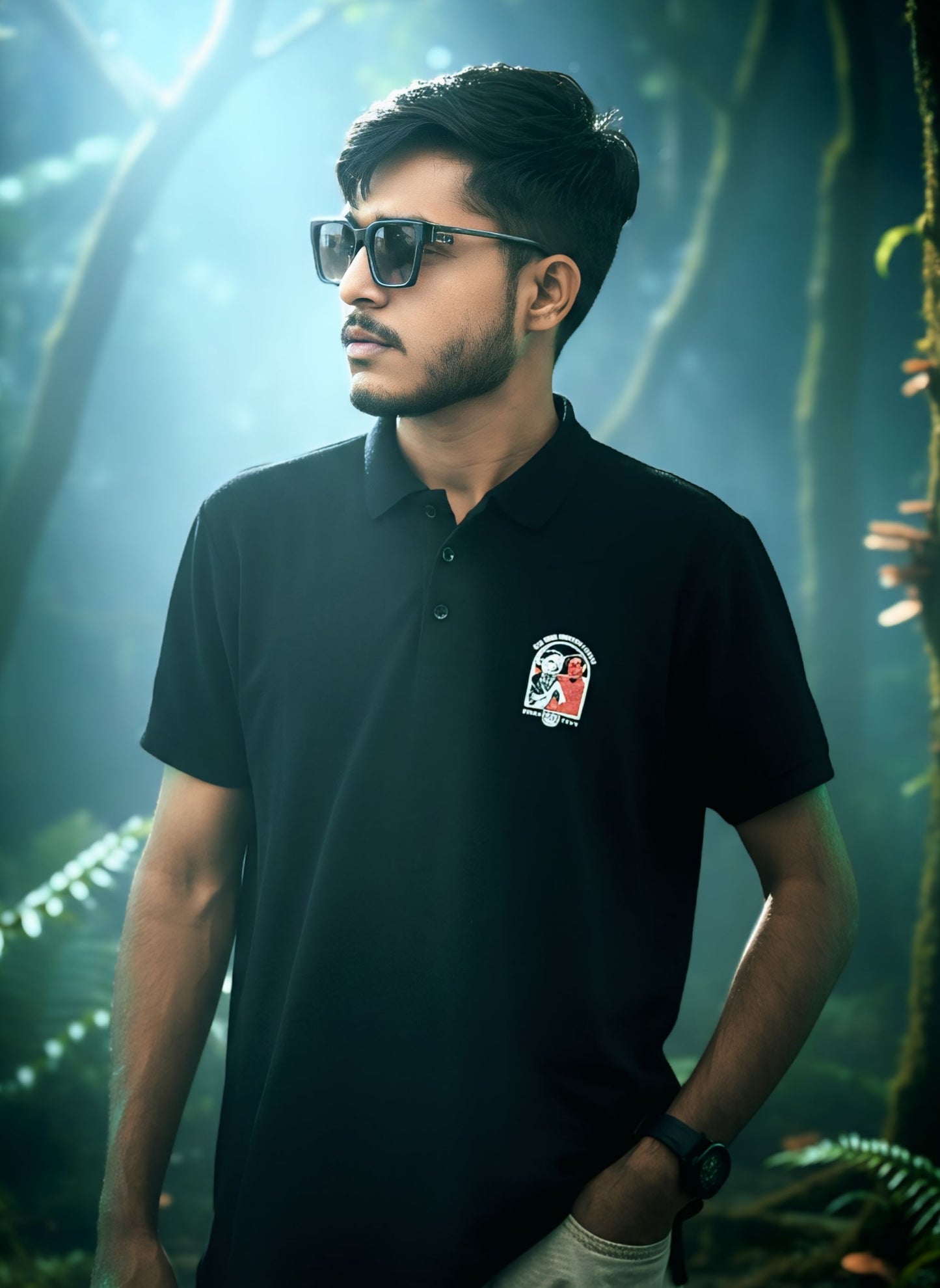 'Wake Up Beast' - Tiger Print Polo T-shirt For Men