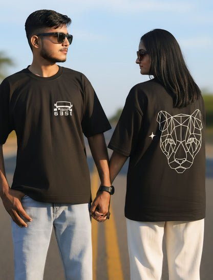 6353 Geometric Lepord Style Oversized Tee For Men & Women