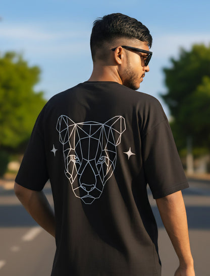 6353 Geometric Lepord Style Oversized Tee For Men & Women